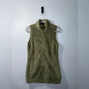 Toad & Co Women’s Sherpa Fleece Green zip up vest size small EUC cozy warm
